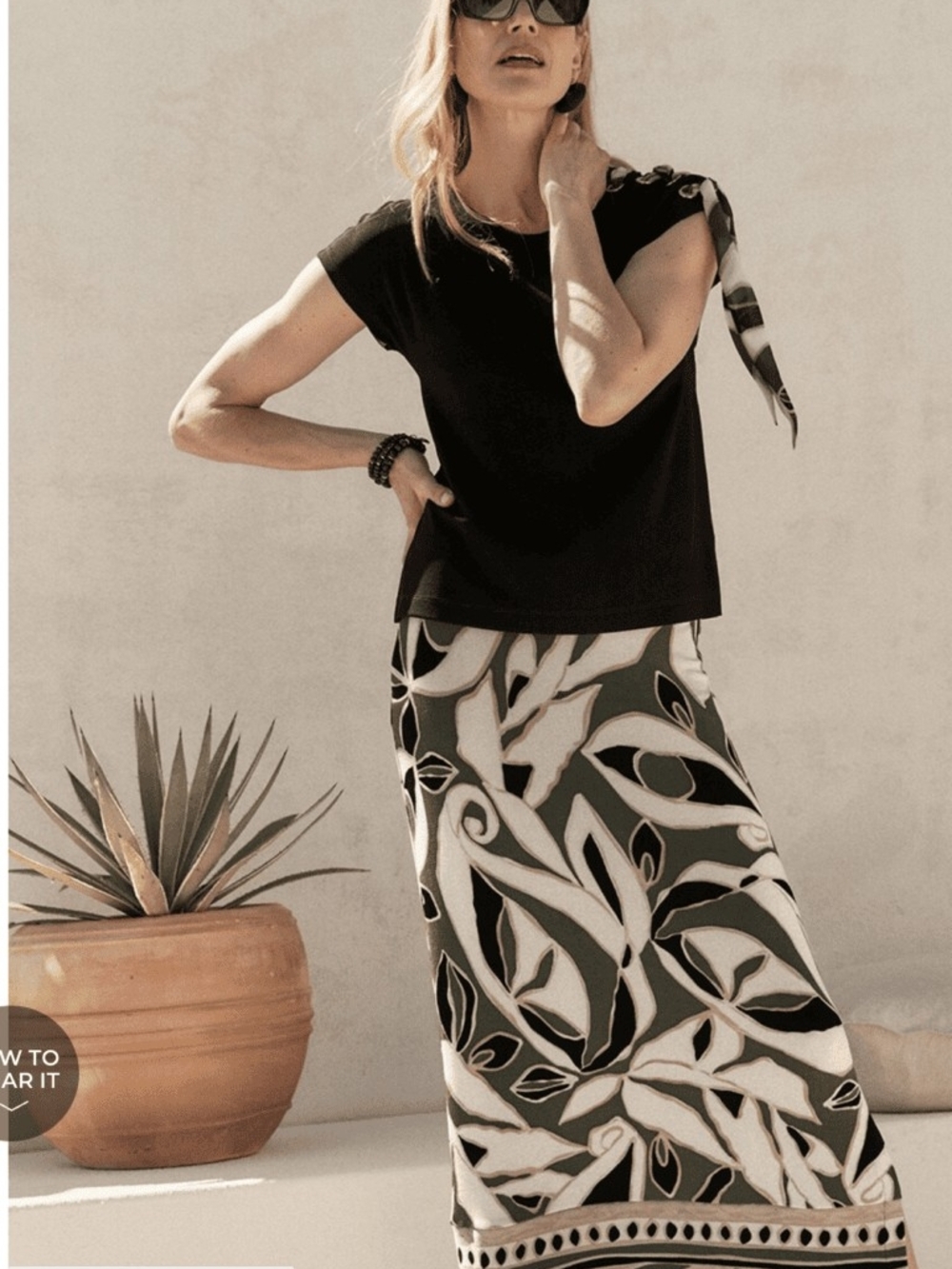 Size S Max Studio Black & White Printed Midi  Skirt - Picture 2 of 8